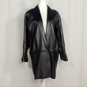 Vintage long leather jacket